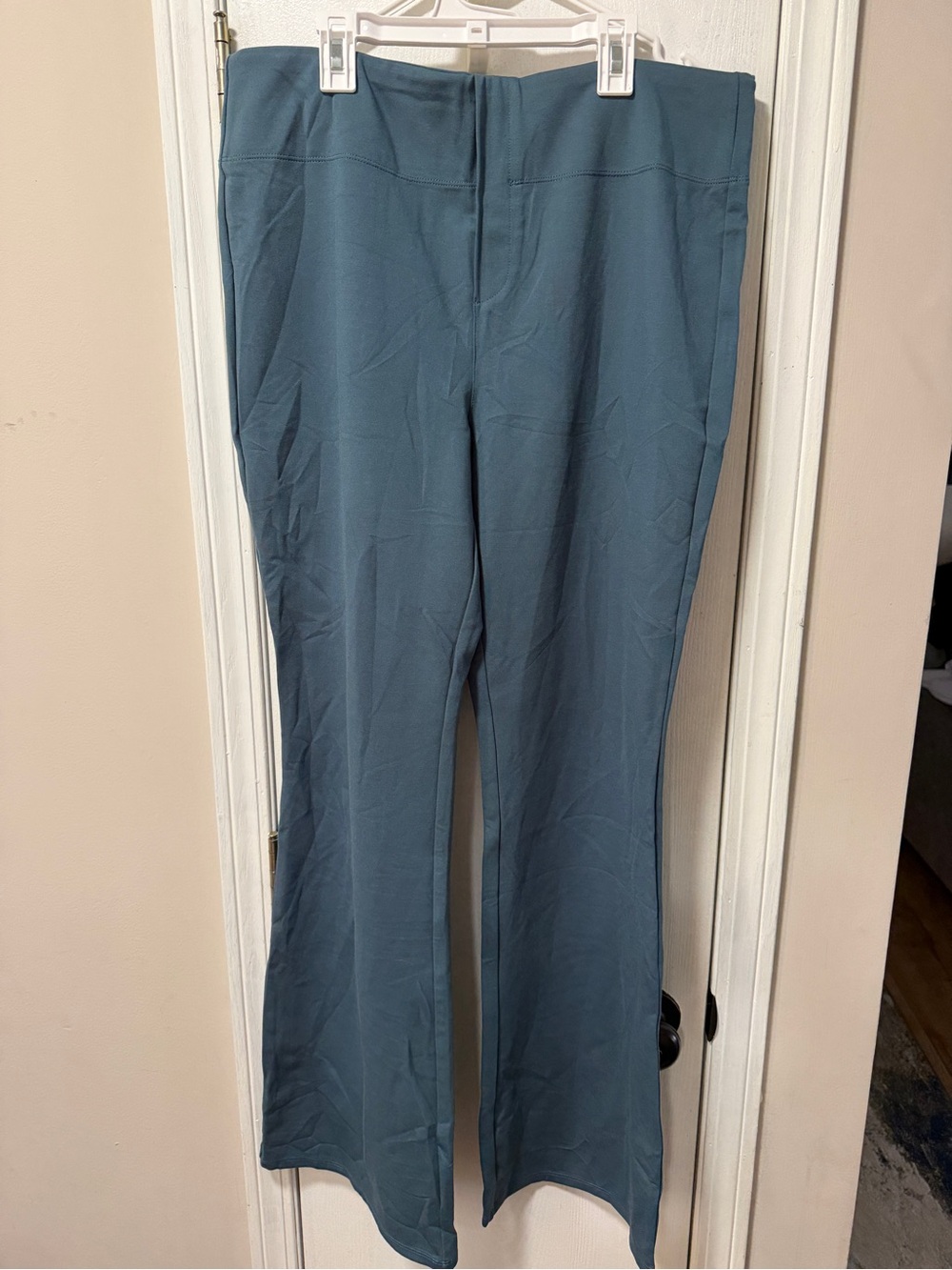 HALARA large TALL Steel Blue Flare work pants nwt